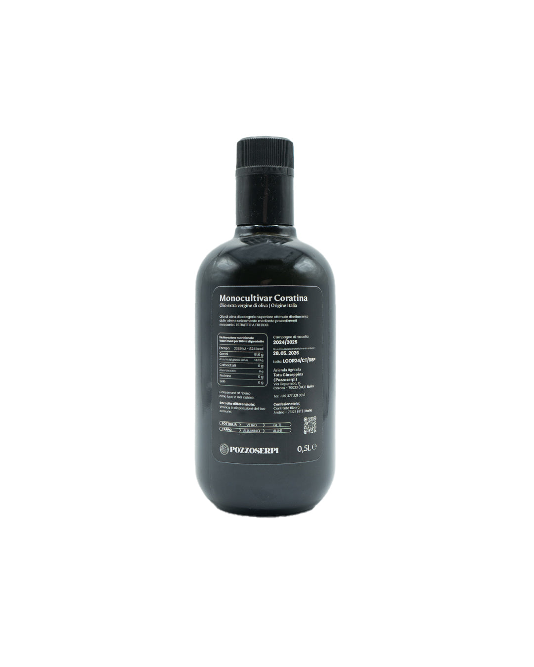 Olio Extra Vergine D'Oliva Monocultivar "La Coratina" - Filtrato - Linea Lux 500g