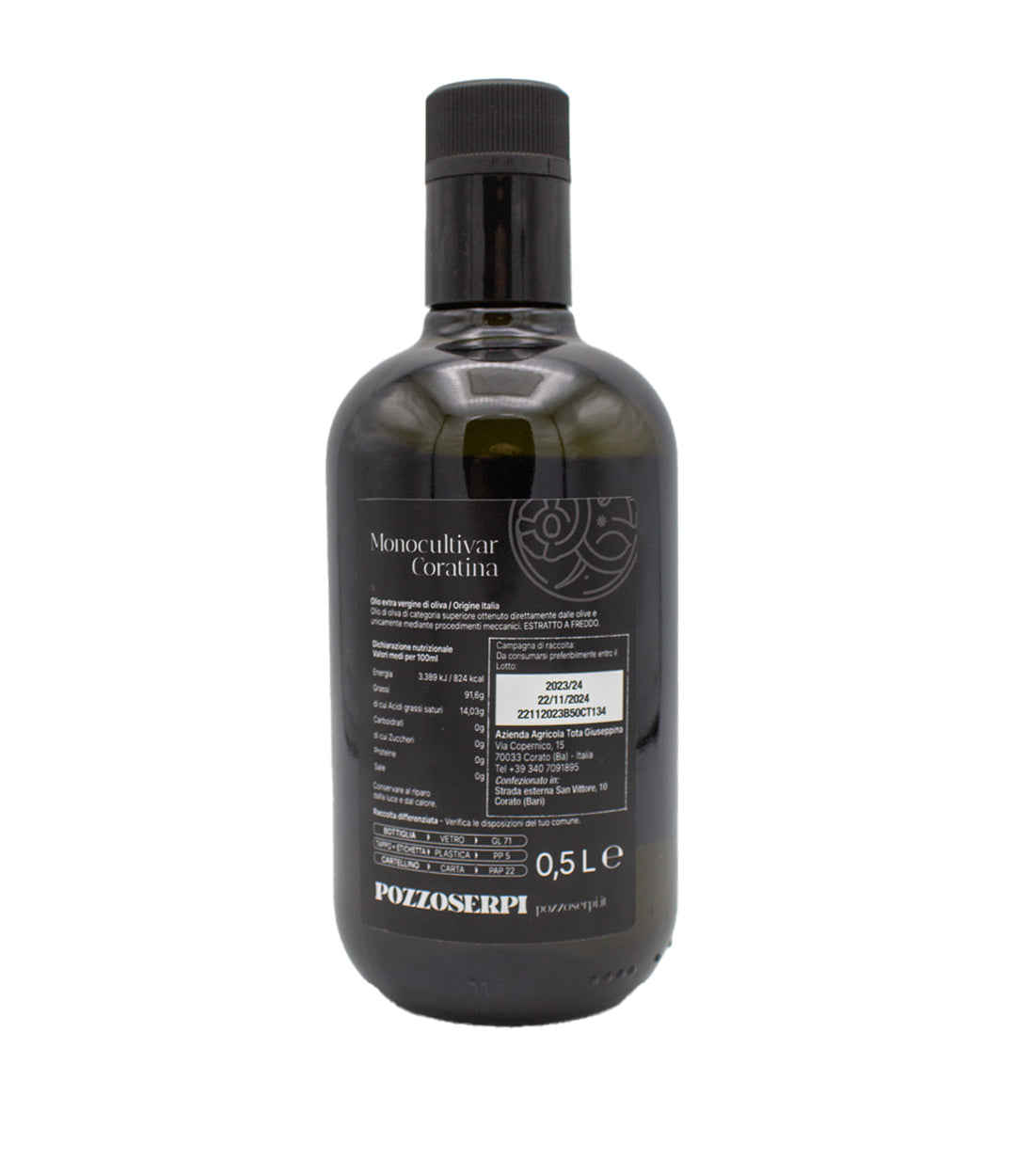 Olio Extra Vergine D'Oliva Monocultivar "La Coratina" - Filtrato - Linea Lux